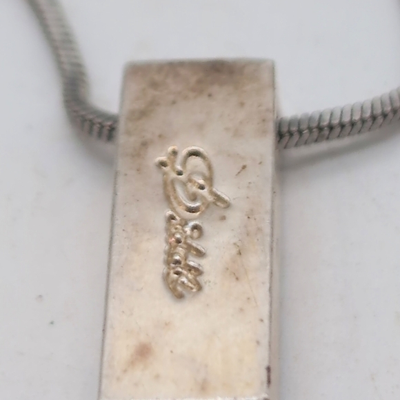 Elegant Vintage Diddl Black and Silver Pendant Necklace 16in - Picture 4 of 5